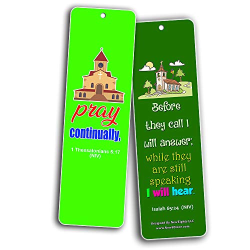 Easy Bible Scriptures Bookmarks for Kids - Prayer (60-Pack) - Perfect Gift Away for Sunday Schools