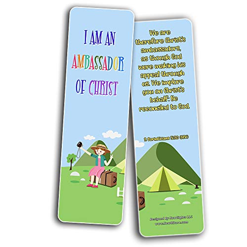 Christian Bookmarks for Kids - Identity in Christ (60 Pack) - Perfect Gift away for Sunday School and Ministries - VBS Sunday School Easter Baptism Thanksgiving Christmas Rewards Encouragement
