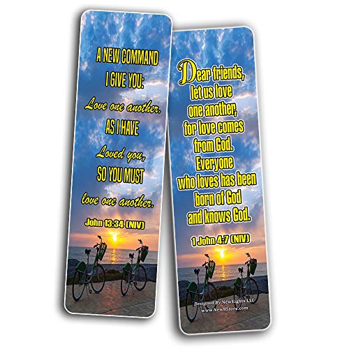 Christian Bookmarks Cards (60-Pack)- Love One Another Bible Verses Quotes - Great Stocking Stuffers Gifts for Men Women - Church Supplies for Ministry Bulletin Cell Group Baptism Evangelism Christmas