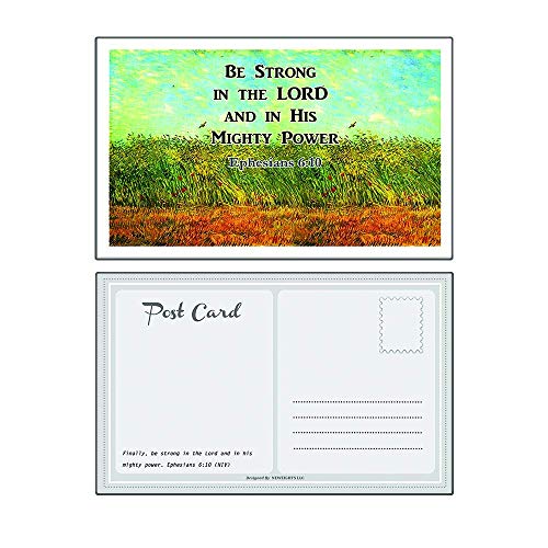 Christian Inspirational Postcards - Be Strong Bible Verse Theme (60-Pack) - Postcrossing Birthday Church Stocking Stuffers for Men Women Teens Kids