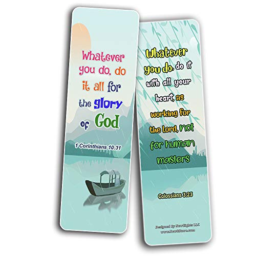 Bible Bookmarks for kids - Character Building Series 1 (60 Pack) - Perfect Gift away for Sunday School and Ministries - Church Memory Verse Sunday School Rewards Bulk Pack
