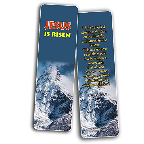 Holy Scriptures Bookmarks Cads (60 Pack) - Jesus is Risen John 3:16 - Stocking Stuffers for Good Friday Easter Sunday School VBS Christian Ministry Mission Trip