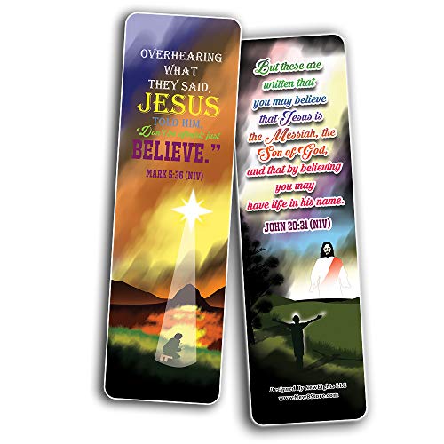 I believe in You Bible Verses Bookmarks Cards (60-Pack) - Church Memory Verse Sunday School Rewards - Christian Stocking Stuffers Birthday Party Favors Assorted Bulk Pack