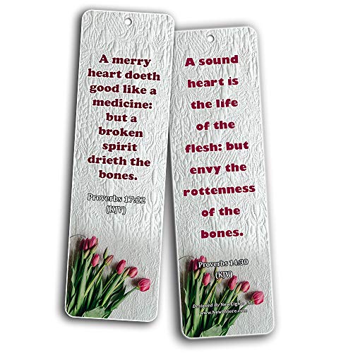 KJV Religious Bookmarks - Bible Verses About Health (12 Pack) - Collection of Bible Verses On How To Achieve Optimum Health