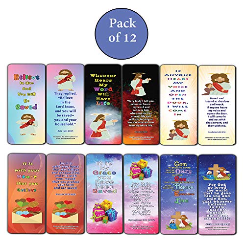 Salvation Gospel Bible Verses Bookmarks for Kids (12-Pack)