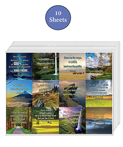 Short Bible Scriptures Stickers (10 Sheets) - Assorted Mega Pack of Inspirational Stickers