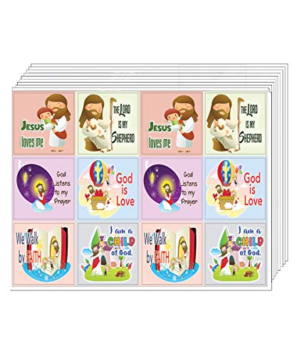 Kids Christian Stickers 12 pcs set (20 Sheets)- God is Love Affirmation Bible Verses