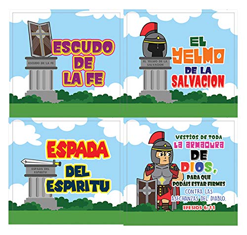 Spanish Armor of God Stickers (20-Sheet) - Church Memory Verse Sunday School Rewards - Christian Stocking Stuffers Birthday Party Favors Assorted Bulk Pack