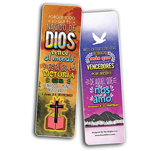 Spanish Victory in Christ Bookmarks (60-Pack) - Church Memory Verse Sunday School Rewards - Christian Stocking Stuffers Birthday Party Favors Assorted Bulk Pack