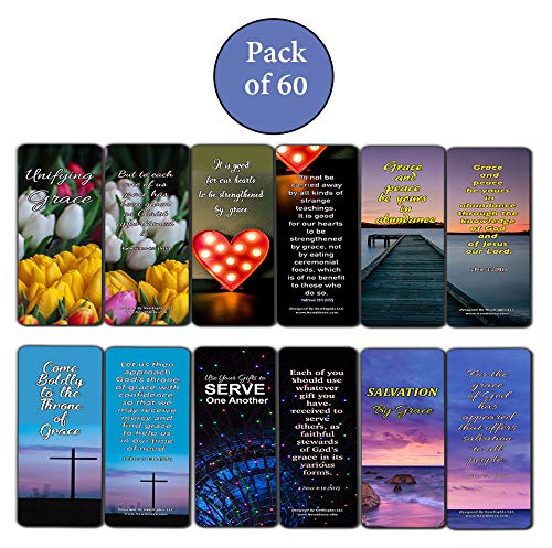 Bible Verses About Marvelous Grace Bookmarks Cards (60-Pack) - Stocking Stuffers for Women Mom Men Dad Church Supplies Pastor Worship Team Baptism