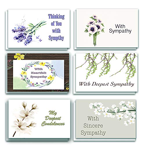 NewEights Sympathy Cards (Calming Design) 30-Pack - Perfect Giveaway for Ministries and Sunday Schools, Condolence Cards