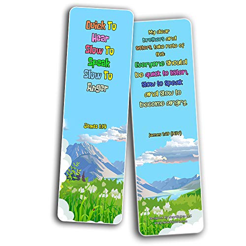 Bible Bookmarks for Kids - Cultivate Good Character (60 Pack) - Perfect Gift away for Sunday School and Ministries - Reverence Bible Texts VBS Sunday School Easter Baptism