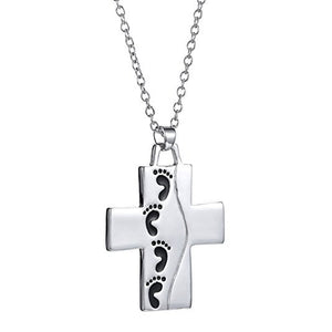 NewEights Footprint Cross Pendant Necklace