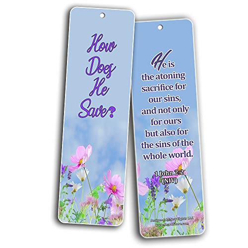 Gospel Evangelism Bible Bookmarks Cards (60 Pack) - Stocking Stuffers for Hospital Prison Ministry Mission Trip Street Evangelical Event Church Supplies