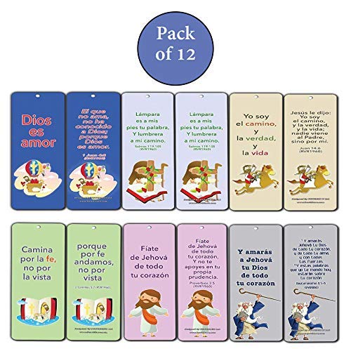 Spanish Bible Verses Bookmarks (God is Love) (12-Pack) - Variety Bookmarks with Inspirational Messages Perfect for Children Ministries Sunday Schools
