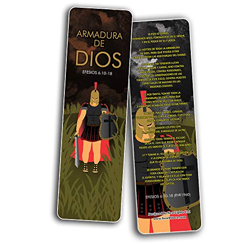Spanish Armadura de Dios Armor of God Bookmarks (60-Pack) - School Rewards - Christian Stocking Stuffers Birthday Party Favors Assorted Bulk Pack