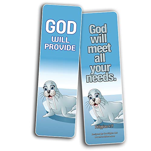 Encouraging Bible Verses Bookmarks for Kids (60-Pack) - Animal Series 2 - Perfect Giveaways for Ministries and Sunday Schools