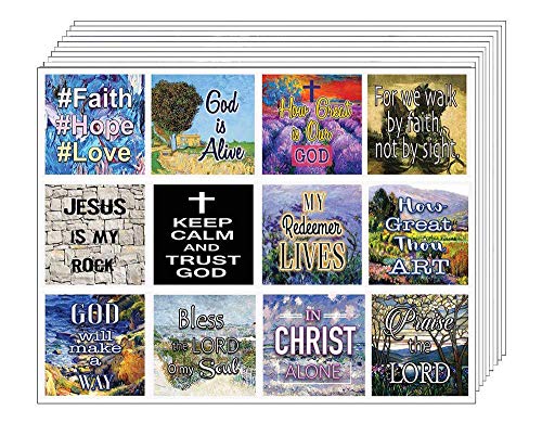 Christian Bible Verses Scriptures Quotes Stickers (10 Sheets) - for Journal Planner Sticky Notes Scrapbooking Party Favors Decor - for Adults Men Women Kids