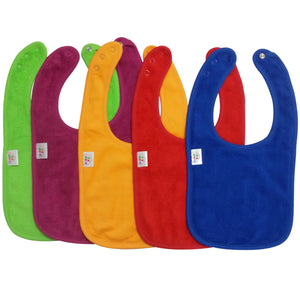 Charis Kid Waterproof Terry Teething Drooler Baby Bibs with 3 Snap Closure (5-Pack)