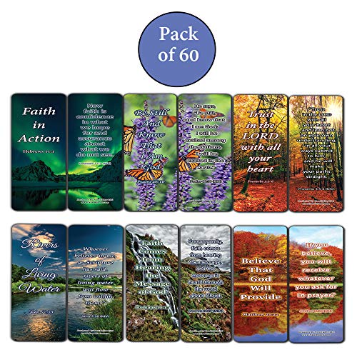 Step Out in Faith Memory Verses Bookmarks (60-Pack) - Great Giveaways for ministries and Sunday Schools