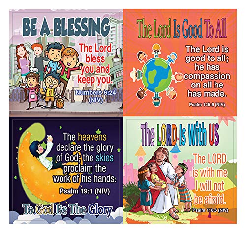 Inspirational Christian Stickers for Kids (5-Sheet) - Stocking Stuffers for Boys Girls - Children Ministry Bible Study Church Supplies Teacher Classroom Incentive Gifts