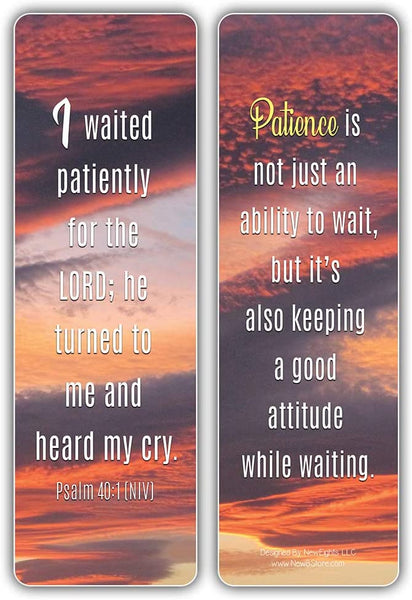 NewEights Bible Verses and Quotes on Patience Bulk Bookmarks (60-Pack) – Awesome Learning Bookmarks for Men Women – Unique Book Reading Page Binders – Daily Inspirational Thoughts