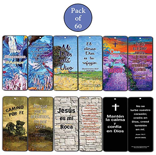 Spanish Favorite Bible Verses Bookmarks (60 Pack) - Bulk Collection & Gift with Inspirational, Motivational, Encouragement Messages