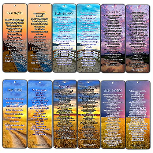 Bible Verse Bookmarks - Psalm Bookmarks - NIV Version (30-Pack) - Religious Christian Inspirational Gifts to Encourage Men Women Boys Girls - Bible Study Sunday School War Room Decor