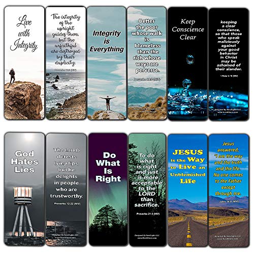 Bible Verses About Integrity Bookmarks (30-Pack) - Bible and Honesty Scriptures VBS Sunday School Easter Baptism - Thanksgiving Christmas Rewards Encouragement Gift