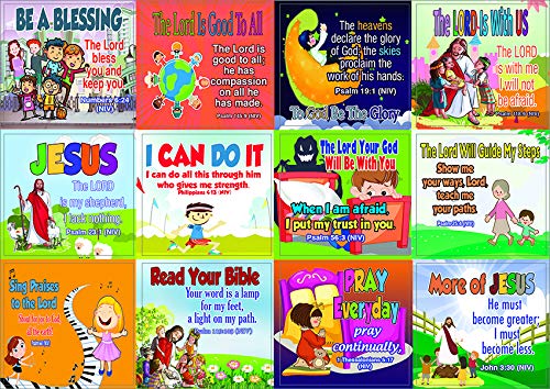 Inspirational Christian Stickers for Kids (5-Sheet) - Stocking Stuffers for Boys Girls - Children Ministry Bible Study Church Supplies Teacher Classroom Incentive Gifts