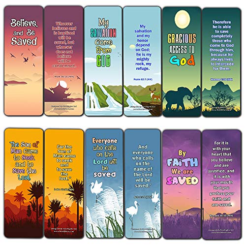 Salvation Scriptures Cards Bookmarks for Kids (60 Pack) - Perfect Gift away for Sunday School and Ministries