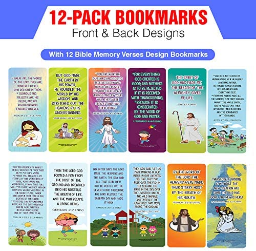 NewEights Bible Memory Verses on Creation Series 2 (12-Pack) – Daily Motivational Card Set – Collection Set Book Page Clippers – Ideal for Church Events