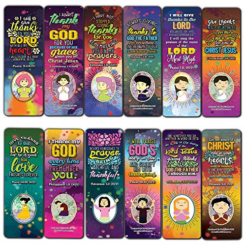 Thank You Lord Bible Verse Bookmarks (30-Pack) - Stocking Stuffers for Boys Girls - Children Ministry Bible Study Church Supplies Teacher Classroom Incentives Gift