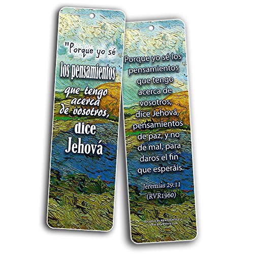 Spanish Religious Bookmarks Cards - Be Strong (12-Pack) RVR 1960 - Marcador de Libros Cristianos Para Hombres Mujeres - Bible Scripture Prayer Cards - War Room D‚cor for Adults Men Women Teens Kids
