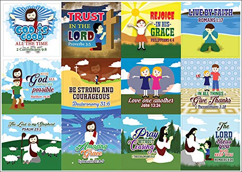 God is Good All The Time Jesus Bible Stickers (20-Sheet) - Church Memory Verse Sunday School Rewards - Christian Stocking Stuffers Birthday Party Favors Assorted Bulk Pack