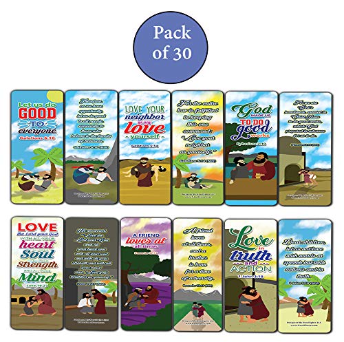 The Good Samaritan Christian Bookmarks Cards (30-Pack) - Stocking Stuffers for Boys Girls - Children Ministry Bible Study Church Supplies Teacher Classroom Incentives Gift