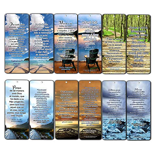 Spanish Christian Bookmarks - Most Highlighted Bible Verses (60 Pack)- Marcadores de Libros Cristianos para hombres para mujeres - Prayer Cards - Religious Christian Gift - Stocking Stuffers