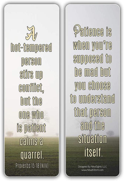 NewEights Bible Verses and Quotes on Patience Bulk Bookmarks (60-Pack) – Awesome Learning Bookmarks for Men Women – Unique Book Reading Page Binders – Daily Inspirational Thoughts