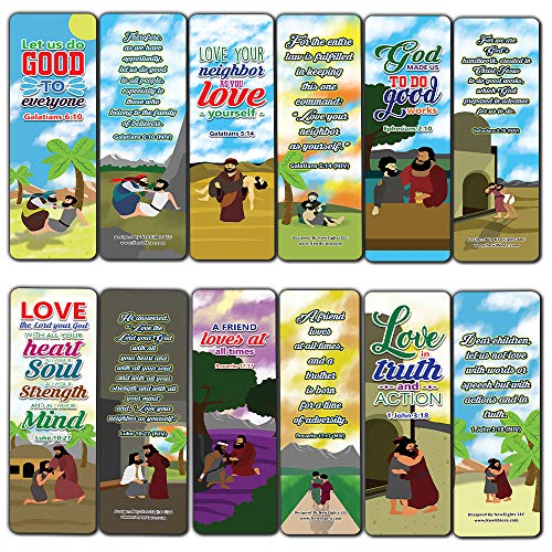 The Good Samaritan Christian Bookmarks Cards (60-Pack) - Church Memory Verse Sunday School Rewards - Christian Stocking Stuffers Birthday Party Favors Assorted Bulk Pack