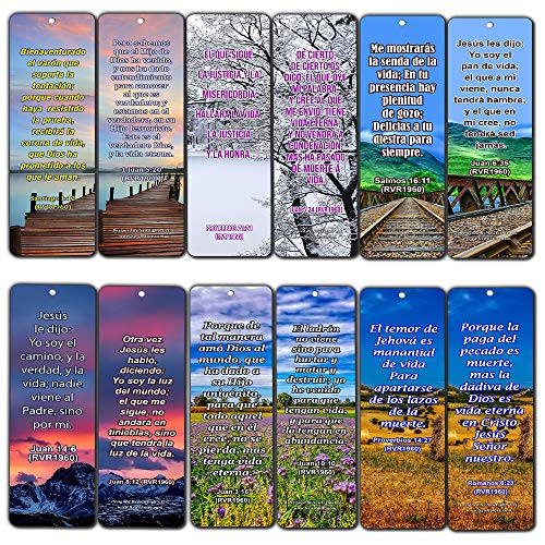 Spanish Life Bible Verses Bookmarks (60 Pack) - Perfect Giftaway for Sunday School and Learn the Spanish Language