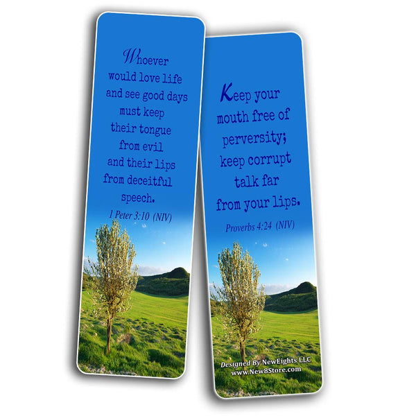 Christian Bookmarks Scriptures Cards (60-Pack) from NIV Bible - Speak Life Bible Verses About the Tongue- Religious Gifts for Men Women Teens Kids - God's Blessing Wisdom Devotional Book Markers