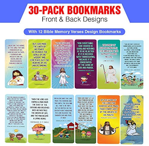 NewEights Bible Memory Verses on Creation Series 2 (30-Pack) – Daily Motivational Card Set – Collection Set Book Page Clippers – Ideal for Church Events