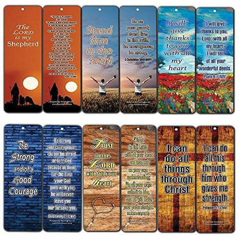 Christian Bookmarks Assorted Bulk Set (60-Pack)- Inspirational Bible Verses Be Strong & Courageous - Religious Gifts to Encourage Men Women Boys Girls Co Worker - Stocking Stuffers - Wall Decor