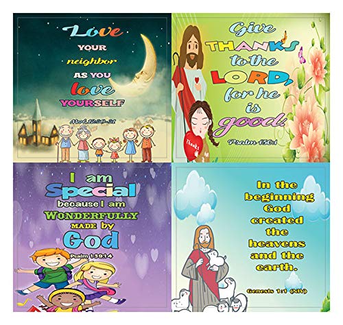 Religious Stickers for Kids - Powerful God (10 Sheets) - Assorted Mega Pack of Inspirational Religious Stickers for Kids.