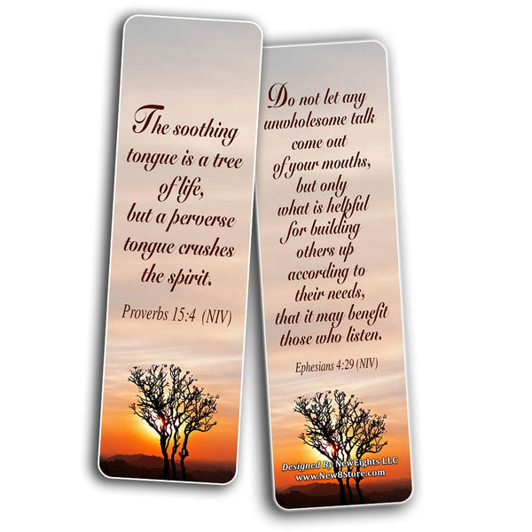 Christian Bookmarks Scriptures Cards (60-Pack) from NIV Bible - Speak Life Bible Verses About the Tongue- Religious Gifts for Men Women Teens Kids - God's Blessing Wisdom Devotional Book Markers