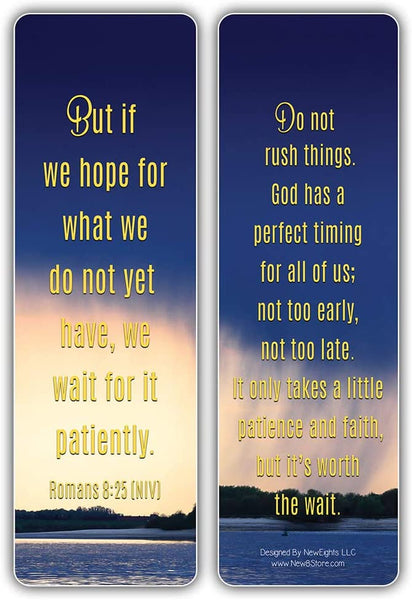 NewEights Bible Verses and Quotes on Patience Bulk Bookmarks (60-Pack) – Awesome Learning Bookmarks for Men Women – Unique Book Reading Page Binders – Daily Inspirational Thoughts