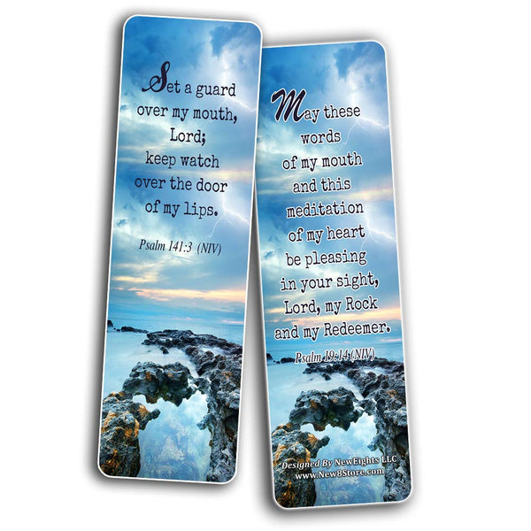 Christian Bookmarks Scriptures Cards (60-Pack) from NIV Bible - Speak Life Bible Verses About the Tongue- Religious Gifts for Men Women Teens Kids - God's Blessing Wisdom Devotional Book Markers