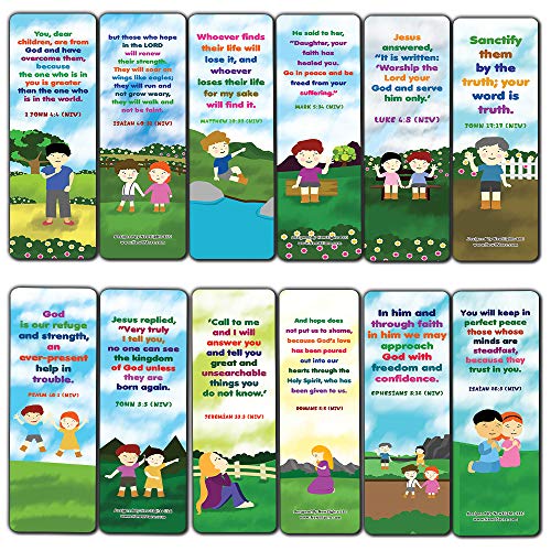 Christian Affirmations Bible Verses for Kids Cards (30-Pack) - Stocking Stuffers for Boys Girls - Children Ministry Bible Study Church Supplies Teacher Classroom Incentives Gift
