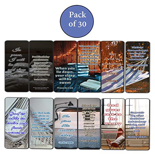 KJV Bible Verses to Help You Sleep Bookmarks Cards (30-Pack)