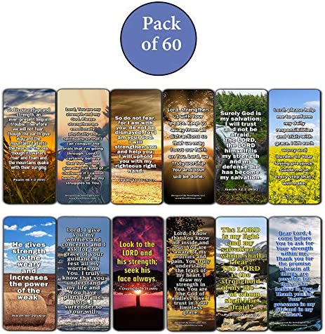 Popular Prayers and Bible Scriptures on Strength Bookmarks - 60 Pack